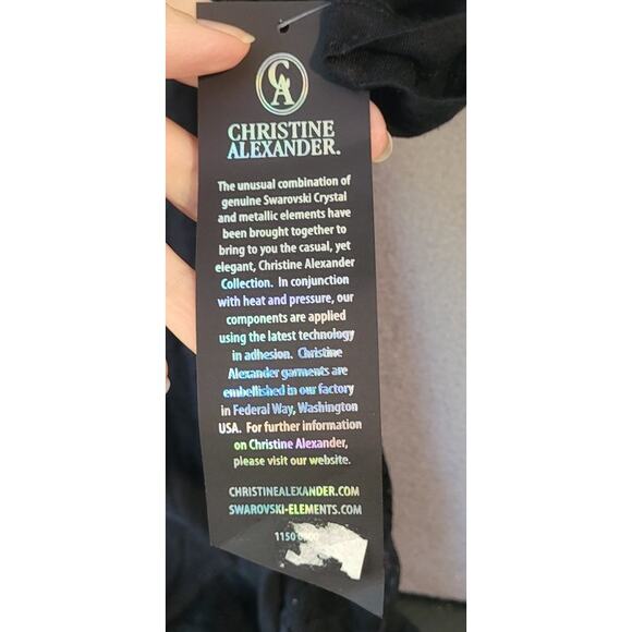 Christine Alexander NWT Asymmetrical Embellished Lacey Blouse – Black – XL - Picture 12 of 13